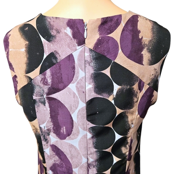 Simply Vera Vera Wang Sz 4 Abstract Print Sleeveless Dress Full Zip Back Office - Picture 4 of 16